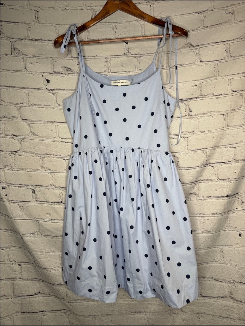 English Factory Light Blue Polka Dot Dress